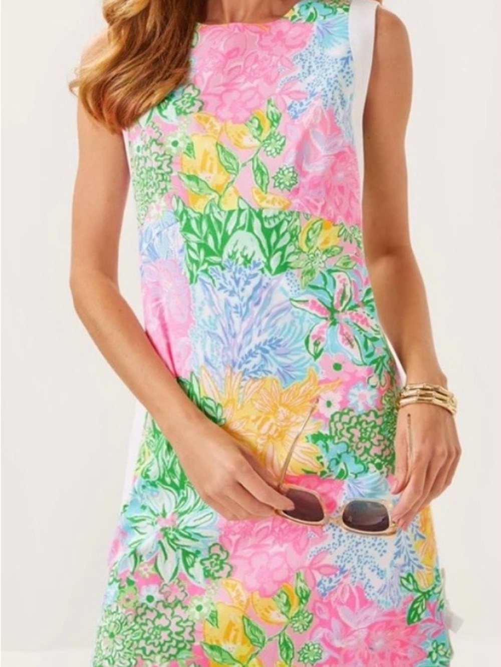 NWT Lilly Pulitzer Beckler Stretch Shift Dress Bright Delight Patch